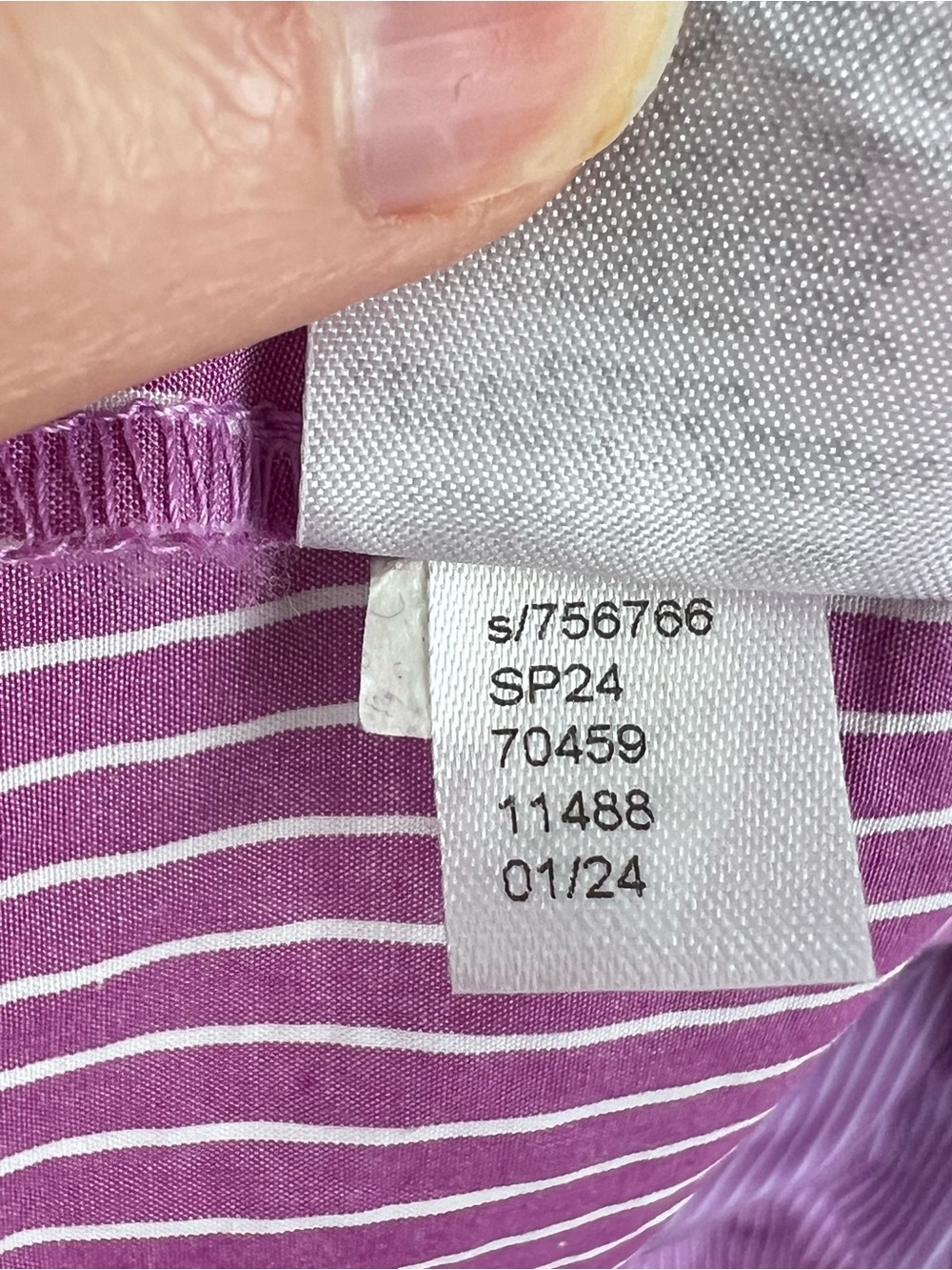 Loft Striped Poplin Midi Dress XL Lavender Purple Cotton Casual Boat Neck Preppy - Picture 13 of 13